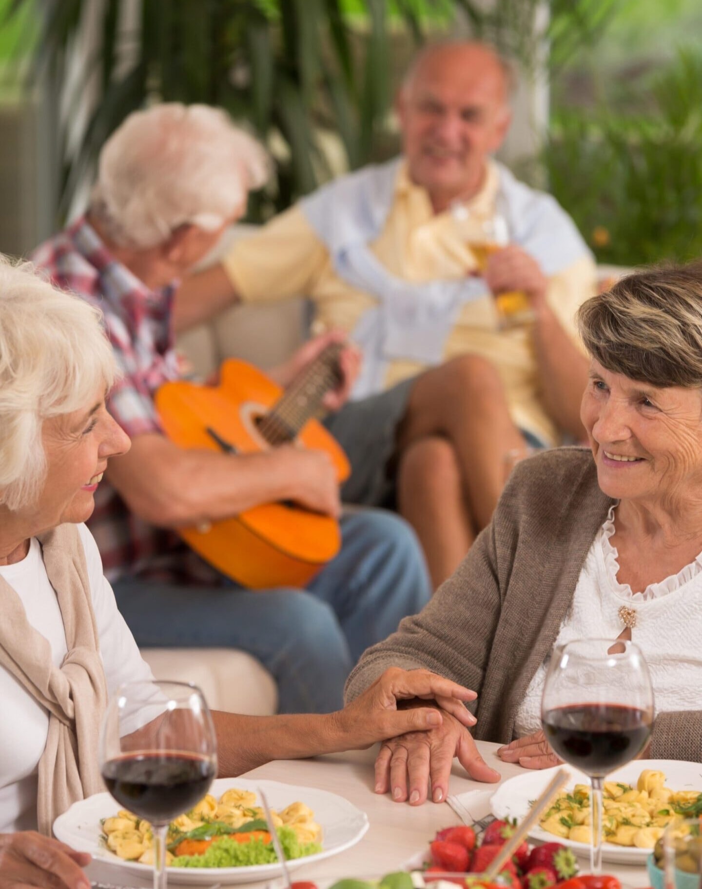 Seniors enjoying time together outdoors
